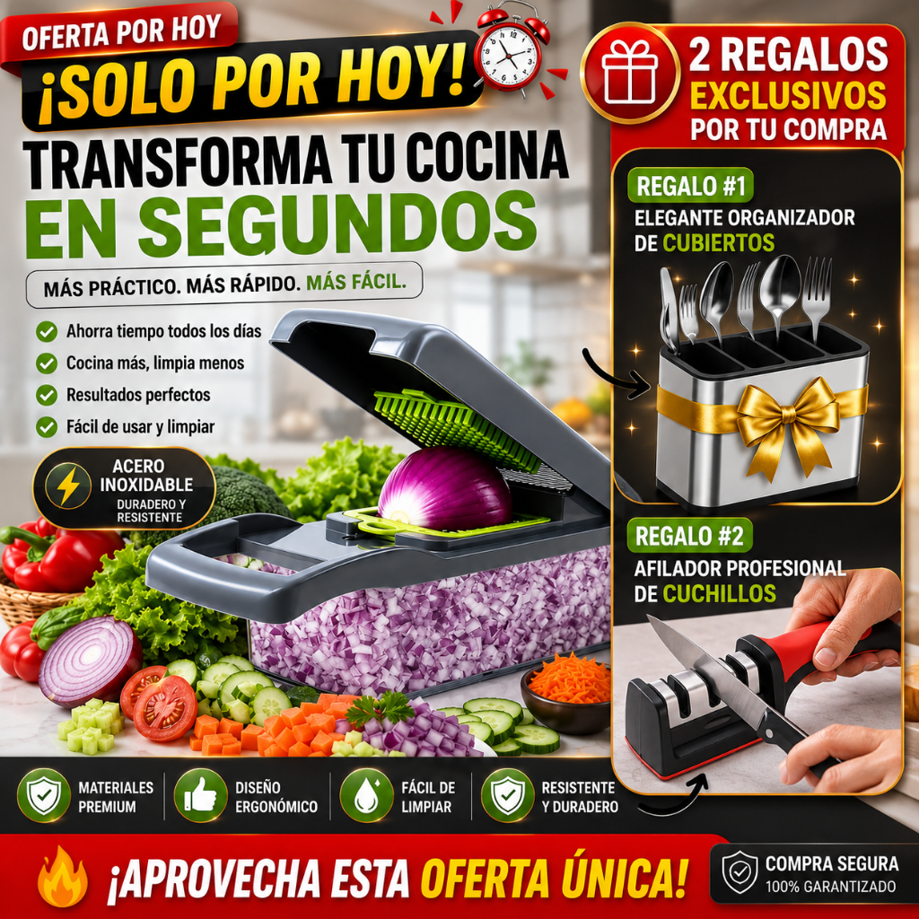 CortaFácil 12 en 1 – El Picador Multifuncional para tu Cocina