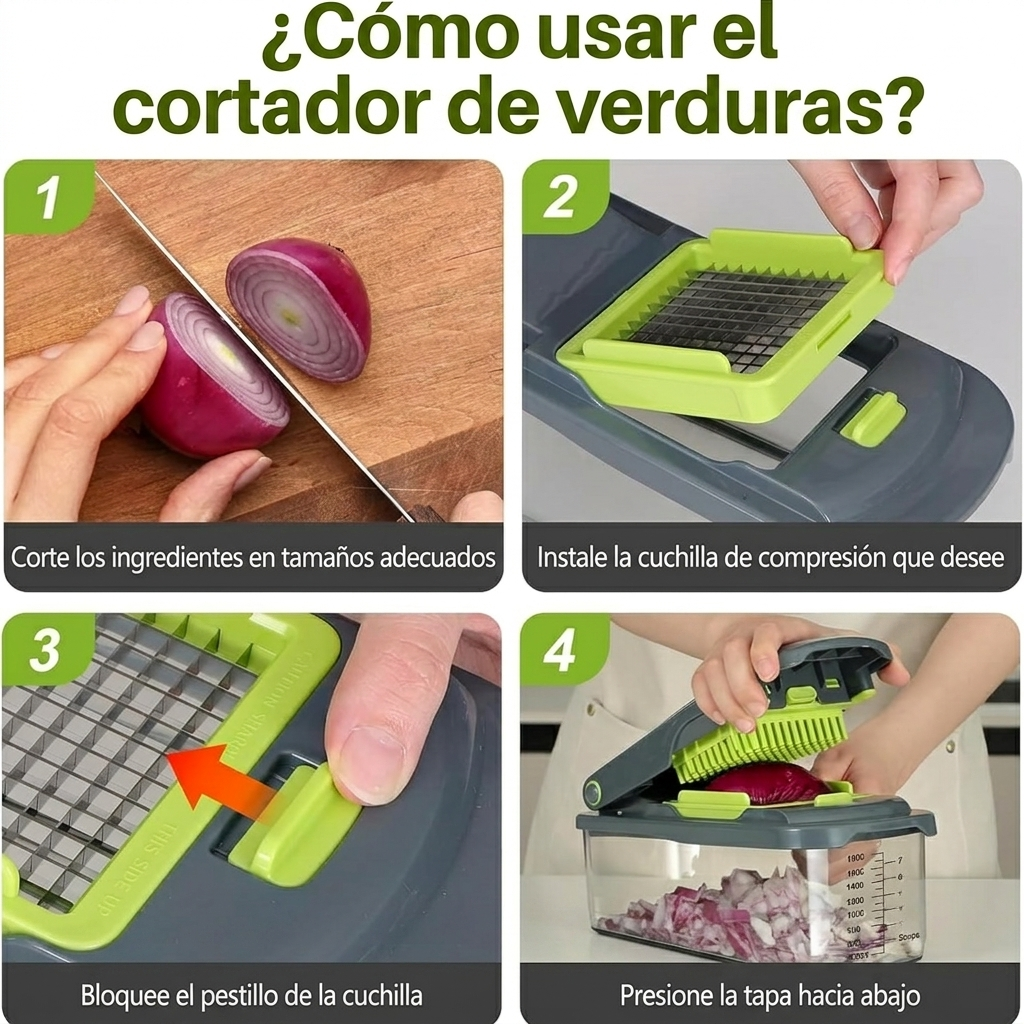 CortaFácil 12 en 1 – El Picador Multifuncional para tu Cocina
